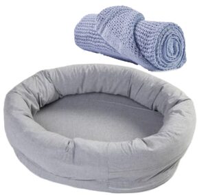 NG Baby Pakke Babynest, Grå & Babytæppe, Blå