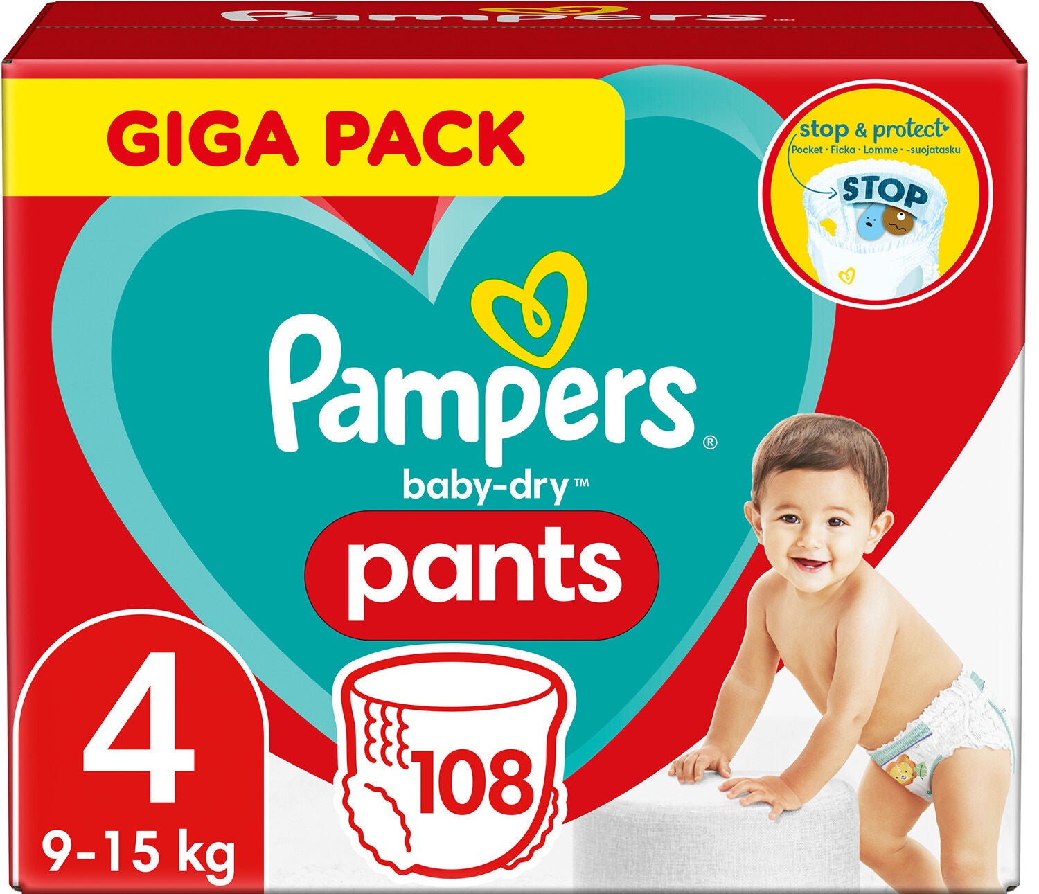 Pampers Baby-Dry Pants Ble Str. 4 9–15 kg 108-pak Pampers Baby-Dry Pants Ble Str. 4 9–15 kg 108-pak