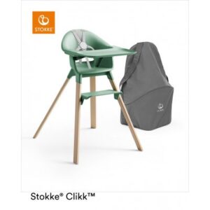 Stokke Clikk højstol Clover Green + rejsetaske