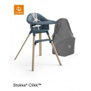 Stokke Clikk højstol Fjord Blue + rejsetaske