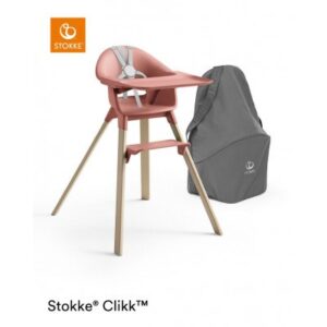 Stokke Clikk højstol Sunny Coral + rejsetaske