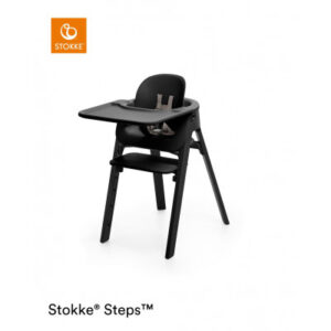 Stokke Steps højstol sort inkl babysæt og bakke