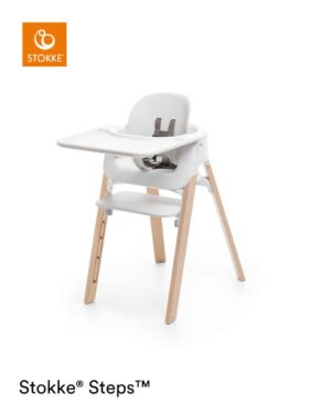 Stokke Steps stol inkl. Babyset og Bakke - Hvid/Natur