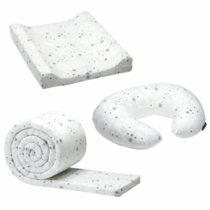 Tiny Republic ammepude hvid + puslepude hvid + sengerand hvid, snow flake