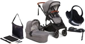 Beemoo Maxi 4 Duovogn inkl. BeSafe Autostol Baby & Pusletaske, Grey/Black, Barnevogn