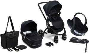 Beemoo Move Duo Duovogn inkl. BeSafe Autostol Baby & Pusletaske, Black, Barnevogn