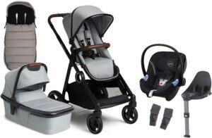 Beemoo Pro Multi Duovogn inkl. Cybex Aton M Autostol Baby m. Base & Kørepose, Cloud Grey/Black, Barnevogn