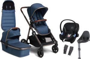 Beemoo Pro Multi Duovogn inkl. Cybex Aton M Autostol Baby m. Base & Kørepose, Midnight Blue, Barnevogn