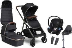 Beemoo Pro Multi Duovogn inkl. Cybex Aton M Autostol Baby m. Base & Kørepose, Night Black/Adonized, Barnevogn