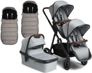 Beemoo Pro Multi Søskendevogn inkl. Barnevognsdel & Køreposer, Cloud Grey/Black