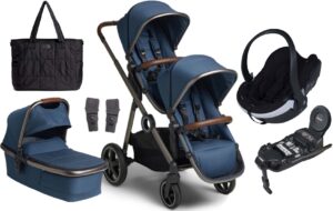 Beemoo Pro Multi Søskendevogn inkl. BeSafe Autostol Baby, Midnight Blue/Anodized