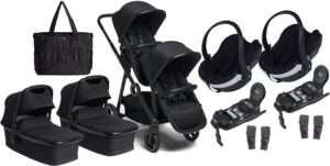 Beemoo Pro Multi Tvillingevogn inkl. BeSafe Autostol Baby, Black/Black, Barnevogn
