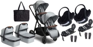 Beemoo Pro Multi Tvillingevogn inkl. BeSafe Autostol Baby, Cloud Grey/Black, Barnevogn