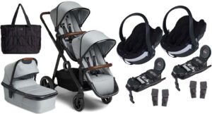 Beemoo Pro Multi Tvillingevogn inkl. BeSafe Autostol Baby, Cloud Grey/Black, Barnevogn
