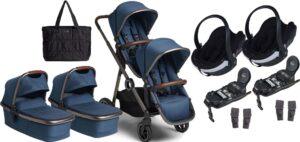 Beemoo Pro Multi Tvillingevogn inkl. BeSafe Autostol Baby, Midnight Blue/Anodized, Barnevogn