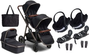 Beemoo Pro Multi Tvillingevogn inkl. BeSafe Autostol Baby, Night Black/Anodized, Barnevogn