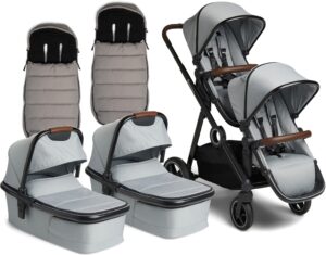 Beemoo Pro Multi Tvillingevogn inkl. Køreposer, Cloud Grey/Black, Barnevogn