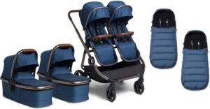 Beemoo Pro Twin Tvillingevogn inkl. Køreposer, Midnight Blue/Andonized, Barnevogn