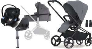 Crescent Ultra Duovogn inkl. Cybex Aton M Autostol Baby, Grey/Black Black