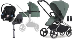 Crescent Ultra Duovogn inkl. Cybex Aton M Autostol Baby, Olive/Black Chrome