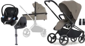 Crescent Ultra Duovogn inkl. Cybex Aton M Autostol Baby, Sand/Black Black