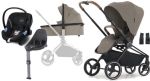 Crescent Ultra Duovogn inkl. Cybex Aton M Autostol Baby, Sand/Black Brown