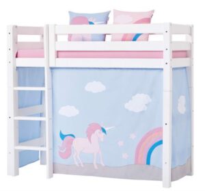 Forhæng, Unicorn til mellemhøj seng 70x160 cm - Hoppekids