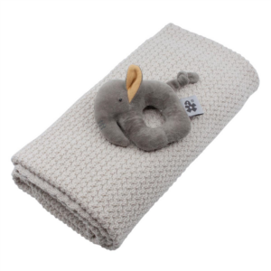 Gavesæt m/babytæppe & rangle fra Sebra, dune beige