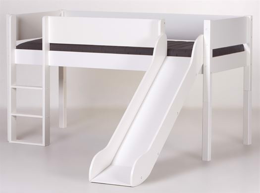 Halvhøj seng med rutsjebane, 160 cm Snow white hvid - Manis-h Halvhøj seng med rutsjebane, 160 cm Snow white hvid - Manis-h