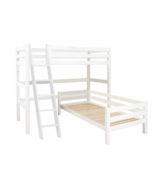 Højseng, vinkelkombi m. skrå stige 90x200 cm Premium - Hoppekids
