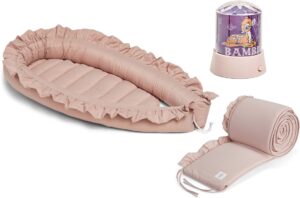 Mintude Babynest og Sengerand med Disney Bambi Projektor, Woodrose