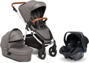 Petite Chérie Heritage 2 Duovogn Inkl. Axkid Modukid Autostol Baby, Grey/Silver, Barnevogn