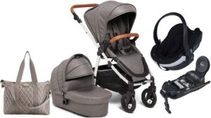 Petite Chérie Heritage 2 Duovogn inkl. BeSafe Autostol Baby, Grey Melange/Silver, Barnevogn