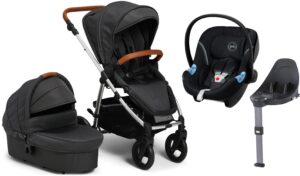 Petite Chérie Heritage 2 Duovogn inkl. Cybex Aton M, Asphalt/Silver, Barnevogn