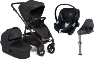 Petite Chérie Heritage 2 Duovogn inkl. Cybex Aton M, Black/Black, Barnevogn