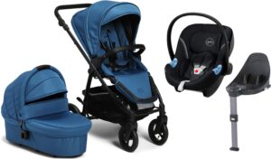 Petite Chérie Heritage 2 Duovogn inkl. Cybex Aton M, Blue/Black, Barnevogn