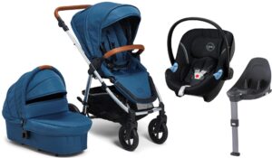 Petite Chérie Heritage 2 Duovogn inkl. Cybex Aton M, Blue/Silver, Barnevogn