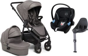 Petite Chérie Heritage 2 Duovogn inkl. Cybex Aton M, Grey/Black, Barnevogn