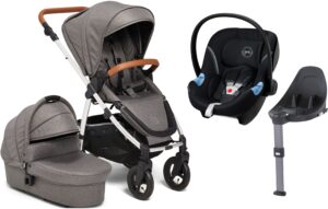 Petite Chérie Heritage 2 Duovogn inkl. Cybex Aton M, Grey/Silver, Barnevogn