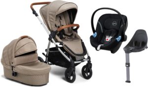 Petite Chérie Heritage 2 Duovogn inkl. Cybex Aton M, Taupe/Silver, Barnevogn