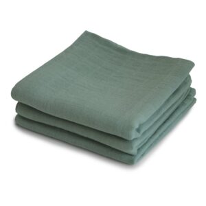 Stofbleer fra Mushie - Muslin Cloth Roman Green (3-pak)