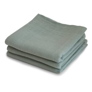 Stofbleer fra Mushie - Muslin Cloth Sage (3-pak)