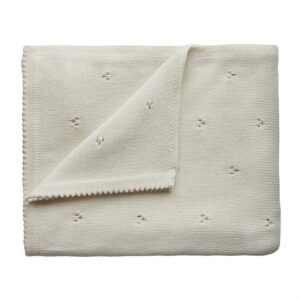 Tæppe fra Mushie - Knitted Baby Blanket - Pointelle Ivory