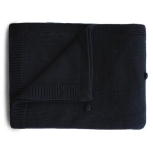 Tæppe fra Mushie - Knitted Baby Blanket - Textured Dots Navy