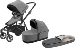 Thule Sleek Duovogn inkl. Kørepose, Grey Melange/Grey