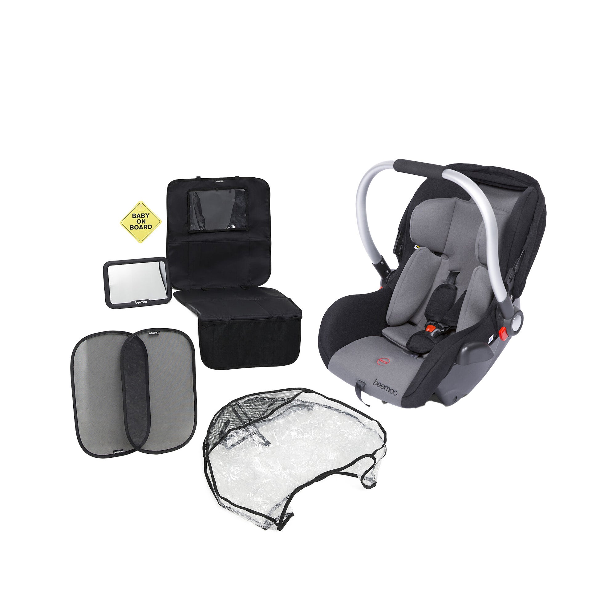Beemoo Autostol Baby Inkl. Tilbehørspakke & Regnslag, Grå Beemoo Autostol Baby Inkl. Tilbehørspakke & Regnslag, Grå