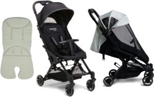 Beemoo Easy Fly 3 Klapvogn inkl. Memory Foam Hynde & Breezy Kaleche, Black/Pale Green