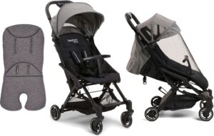 Beemoo Easy Fly 3 Klapvogn inkl. Memory Foam Hynde & Breezy Kaleche, Grey Mélange