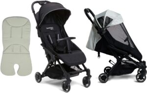 Beemoo Easy Fly Lux 3 Klapvogn inkl. Memory Foam Hynde & Breezy Kaleche, Black/Pale Green