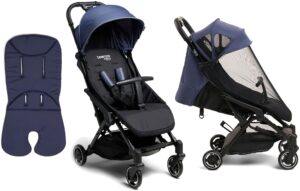 Beemoo Easy Fly Lux 3 Klapvogn inkl. Memory Foam Hynde & Breezy Kaleche, Crown Blue